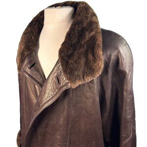 Vintage Odyssey in Fashion Georgie Kaye Leather Fur Coat Men’s M Made in USA
